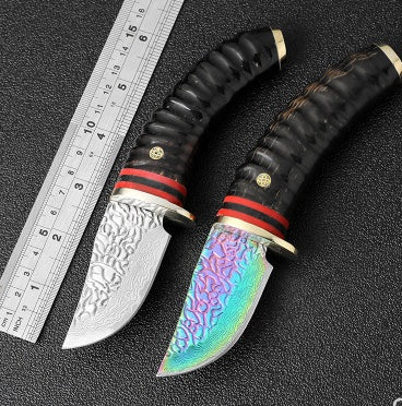 Damascus Hunting camping straight knife