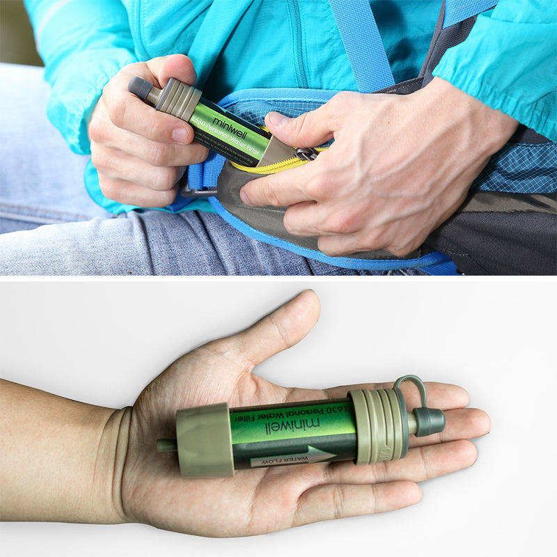 Single outdoor water purification straw