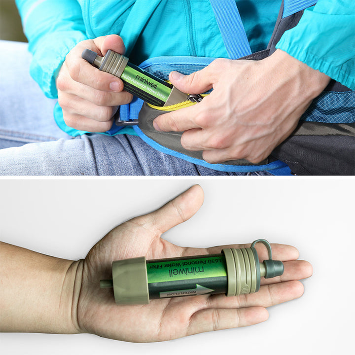 Single outdoor water purification straw