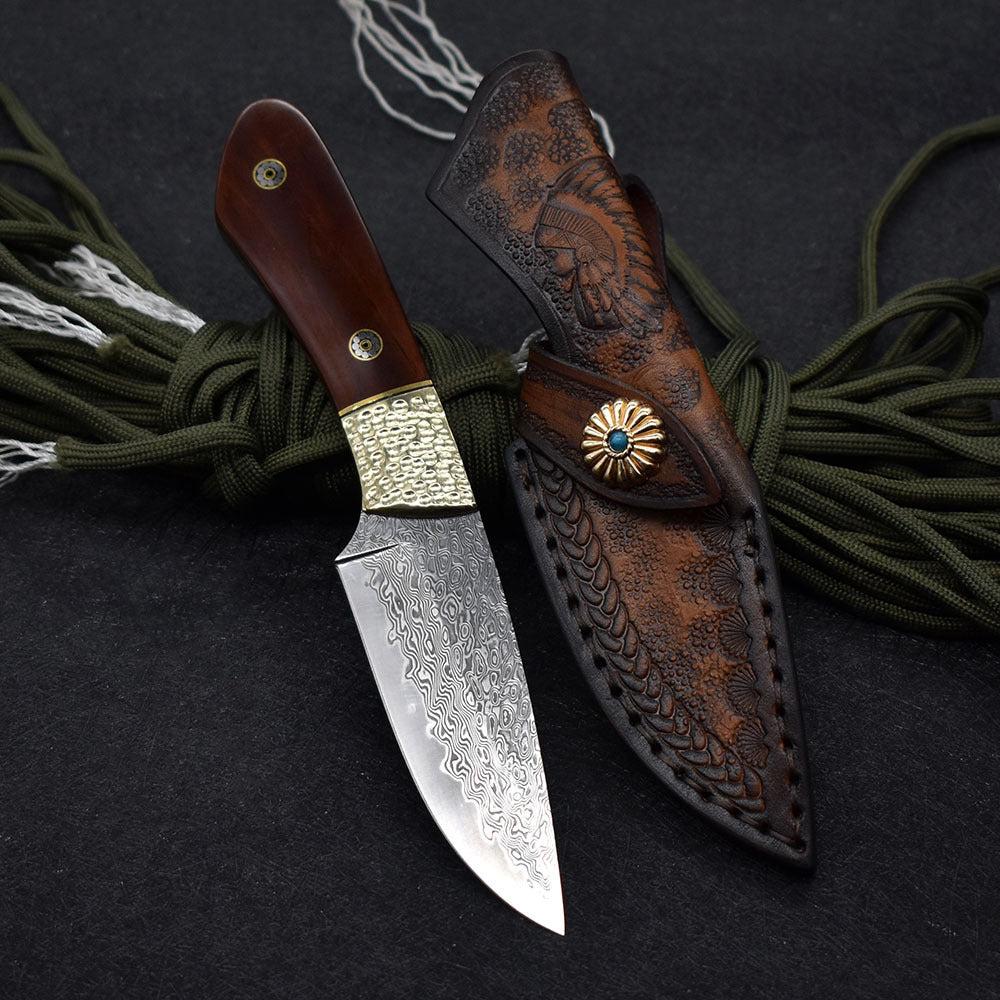 Small Straight Knife Damascus Hunting