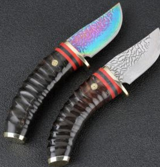 Damascus Hunting camping straight knife