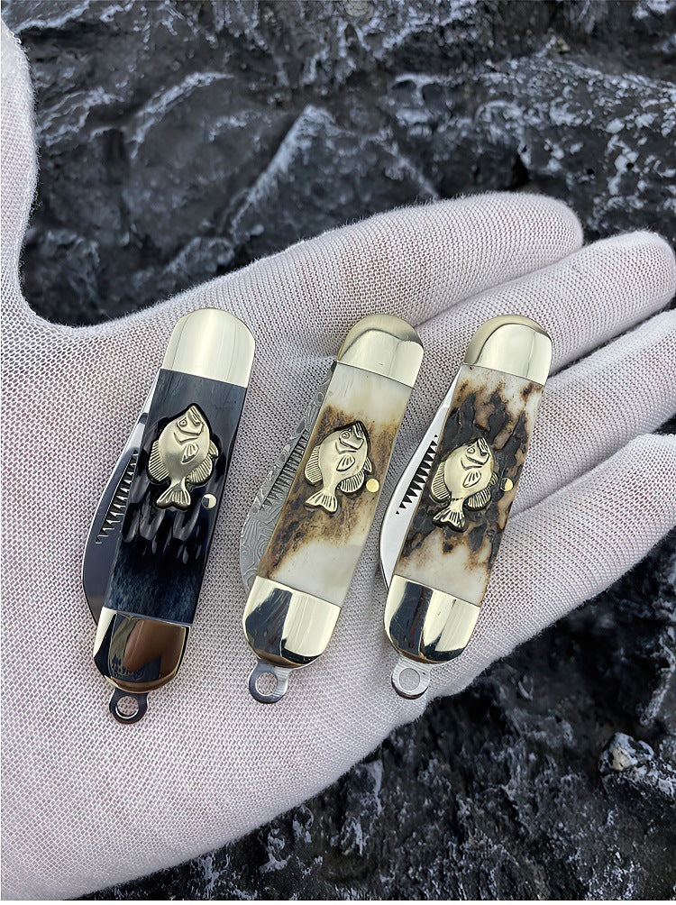 Pocket Damascus Steel Folding Knife