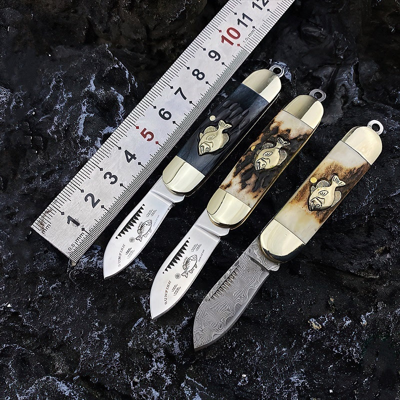 Pocket Damascus Steel Folding Knife