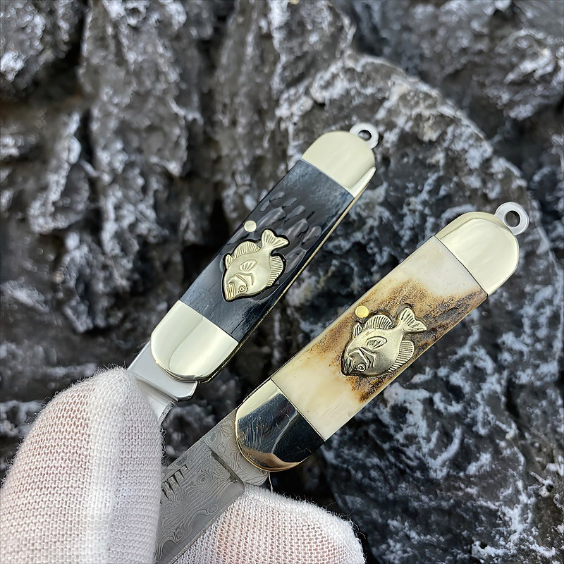 Pocket Damascus Steel Folding Knife
