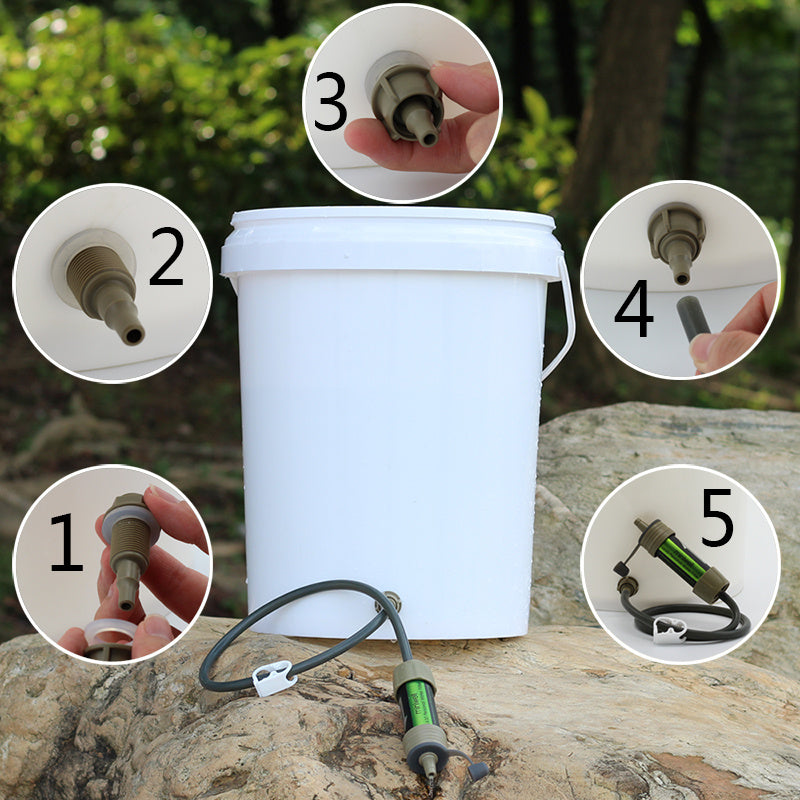 Single outdoor water purification straw