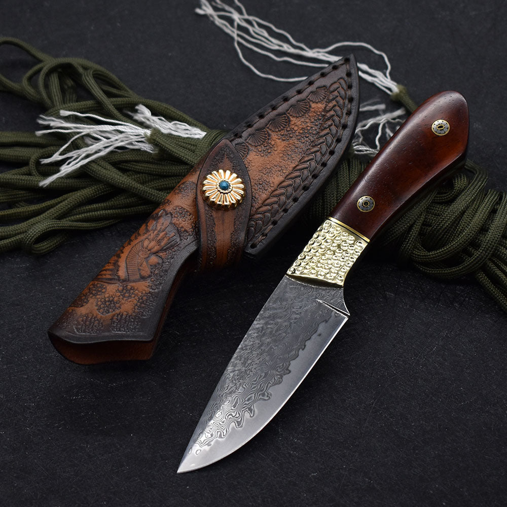 Small Straight Knife Damascus Hunting