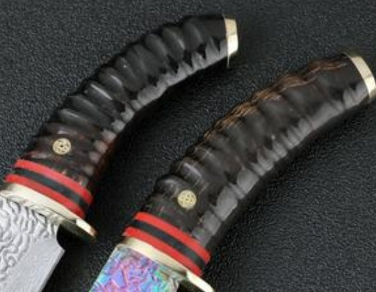 Damascus Hunting camping straight knife