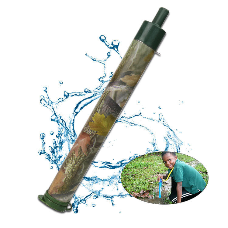 Camping outdoor water purification straw
