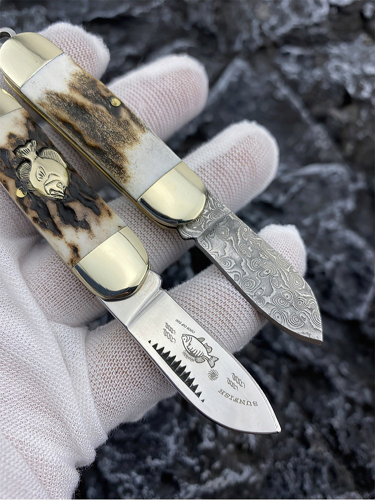 Pocket Damascus Steel Folding Knife
