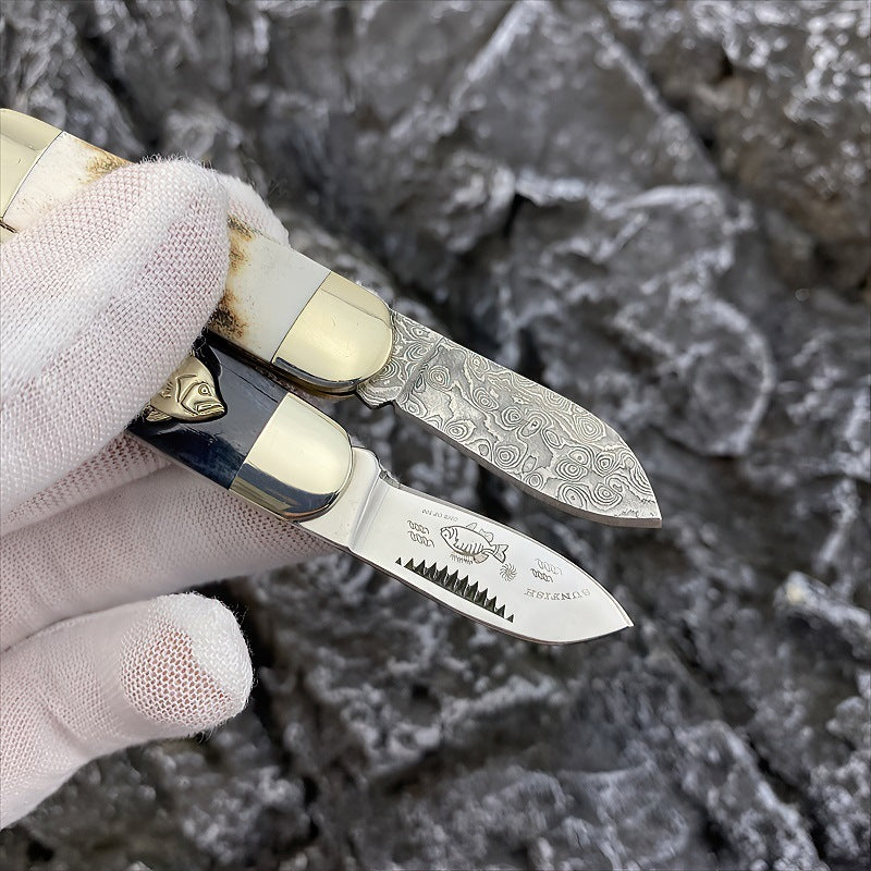 Pocket Damascus Steel Folding Knife