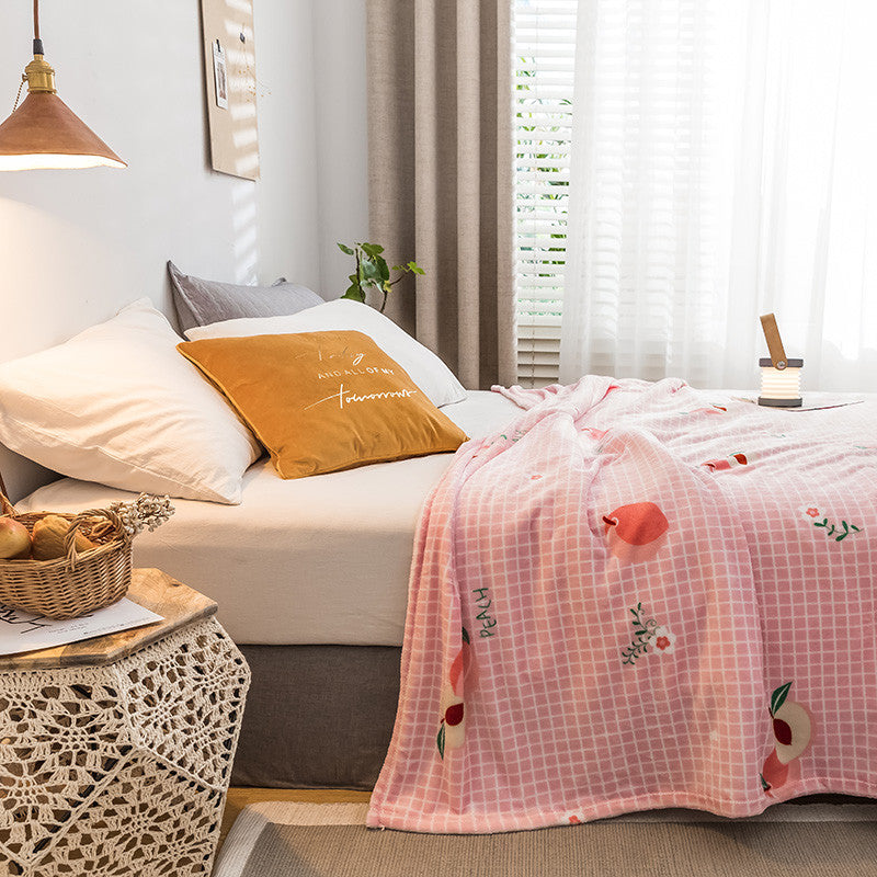 Flannel Peach Pattern Thermal Blanket